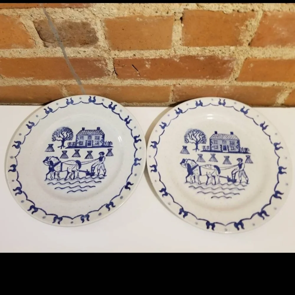 POPPYTRAIL BY METLOX PLATES VTG BLUE DINNER SET OF 6 KITCHEN DINING WEDDING GIFT